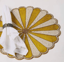 Load image into Gallery viewer, Yellow Floral Beaded Placemat
