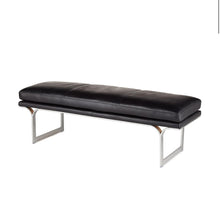 Load image into Gallery viewer, Arched Black Leather Bench 56"
